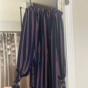Navy Striped Long Sleeve Dress